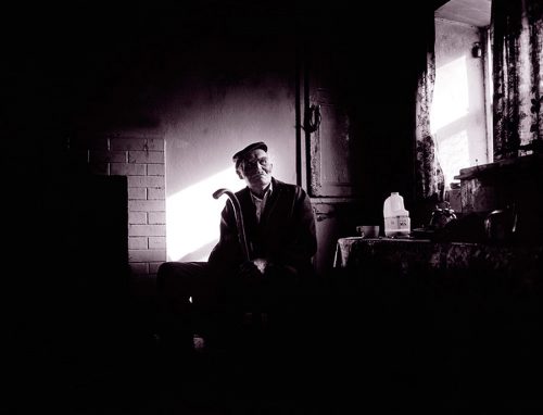 Atmospheric portrait of an old farmer in Ireland