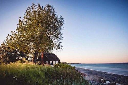 Typical beach side summer house in Denmark