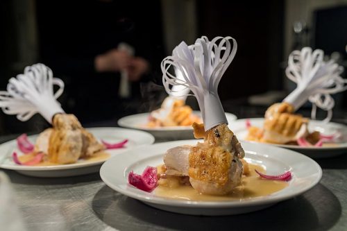 Roasted guinea fowl ready to be served