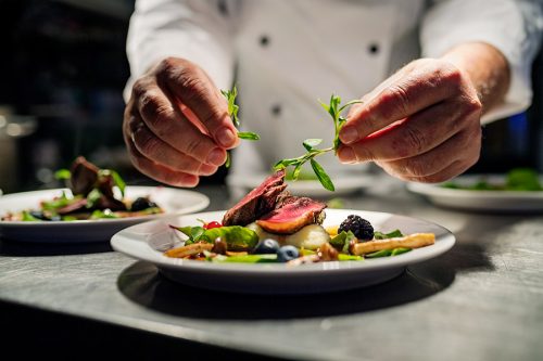 Dish of pan-fried duck